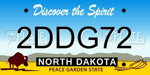 2DDG72 North Dakota License Plate