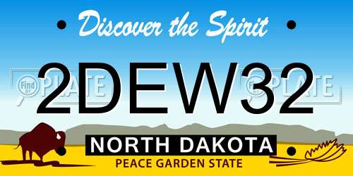2DEW32 North Dakota License Plate