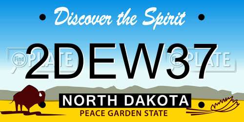 2DEW37 North Dakota License Plate