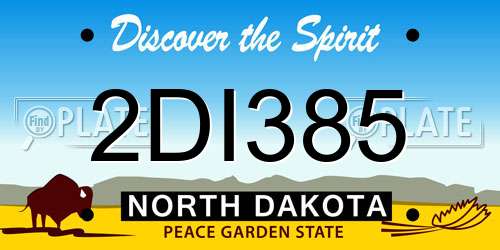 2DI385 North Dakota License Plate