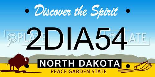 2DIA54 North Dakota License Plate