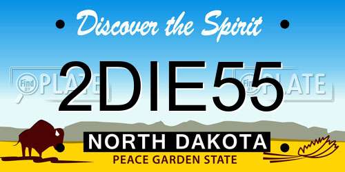 2DIE55 North Dakota License Plate
