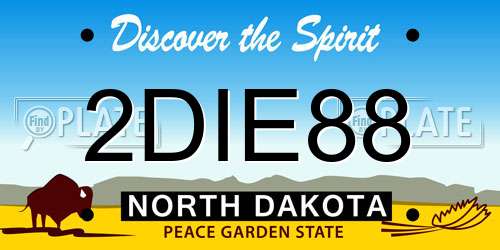 2DIE88 North Dakota License Plate
