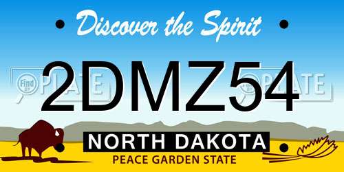 2DMZ54 North Dakota License Plate