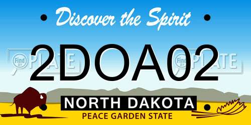 2DOA02 North Dakota License Plate