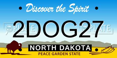 2DOG27 North Dakota License Plate