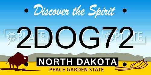 2DOG72 North Dakota License Plate