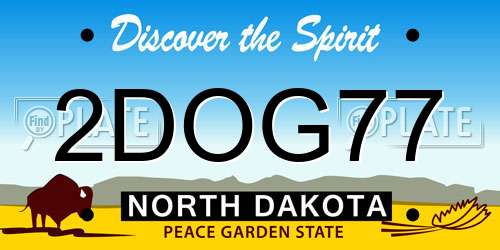 2DOG77 North Dakota License Plate