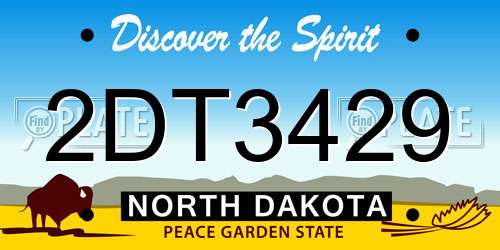2DT3429 North Dakota License Plate