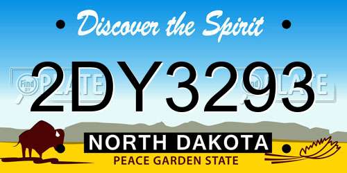 2DY3293 North Dakota License Plate