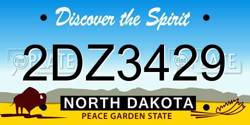 2DZ3429 North Dakota License Plate