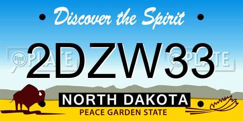 2DZW33 North Dakota License Plate