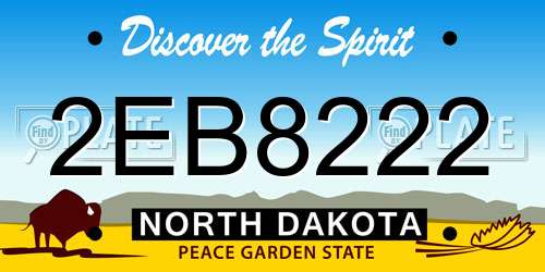 2EB8222 North Dakota License Plate