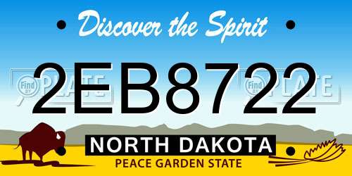 2EB8722 North Dakota License Plate