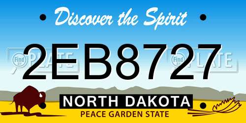 2EB8727 North Dakota License Plate