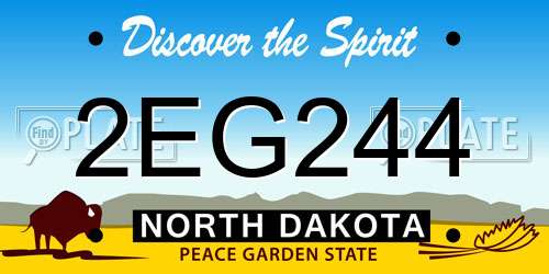 2EG244 North Dakota License Plate