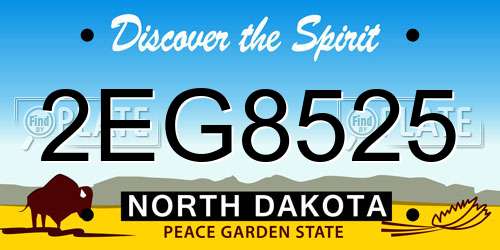 2EG8525 North Dakota License Plate