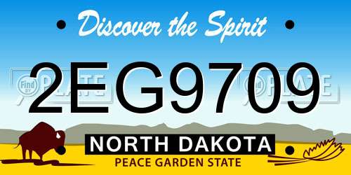 2EG9709 North Dakota License Plate