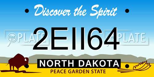 2EII64 North Dakota License Plate