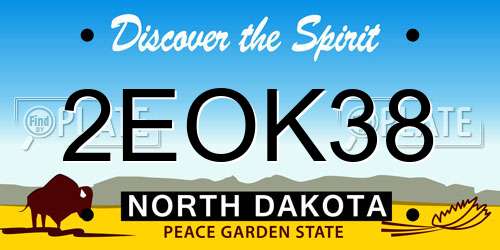 2EOK38 North Dakota License Plate