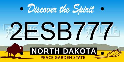 2ESB777 North Dakota License Plate