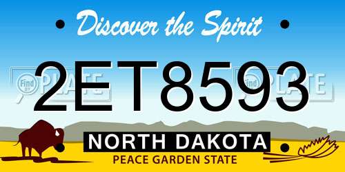 2ET8593 North Dakota License Plate