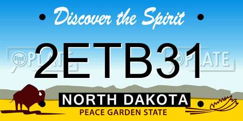 2ETB31 North Dakota License Plate