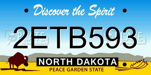 2ETB593 North Dakota License Plate