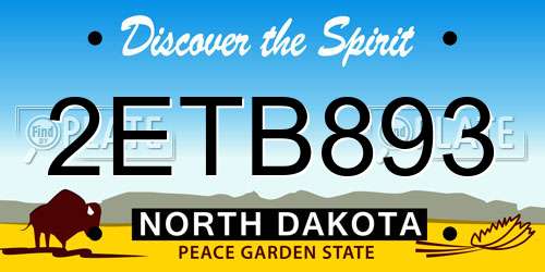 2ETB893 North Dakota License Plate
