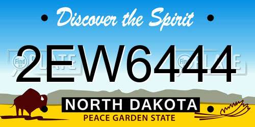 2EW6444 North Dakota License Plate