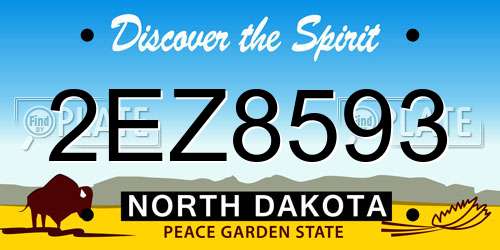 2EZ8593 North Dakota License Plate