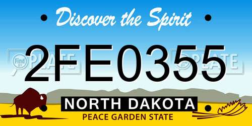 2FE0355 North Dakota License Plate