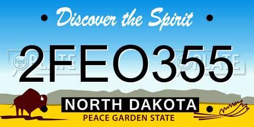 2FEO355 North Dakota License Plate