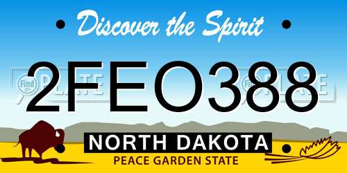 2FEO388 North Dakota License Plate