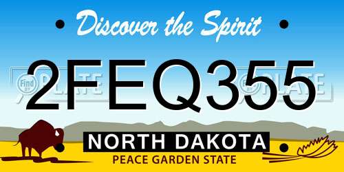 2FEQ355 North Dakota License Plate