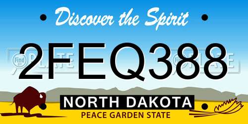 2FEQ388 North Dakota License Plate