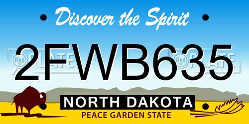 2FWB635 North Dakota License Plate