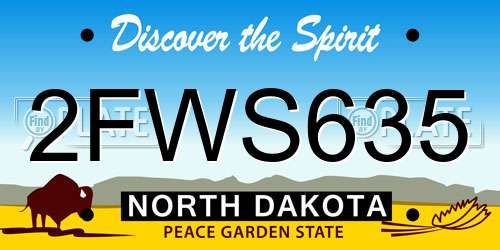 2FWS635 North Dakota License Plate