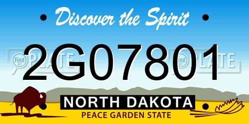 2G07801 North Dakota License Plate