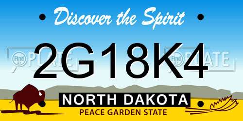 2G18K4 North Dakota License Plate
