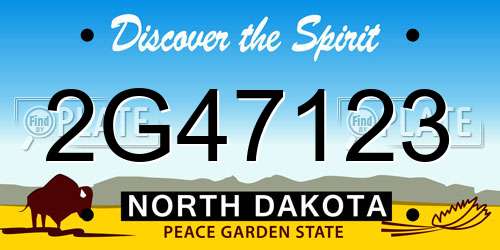 2G47123 North Dakota License Plate
