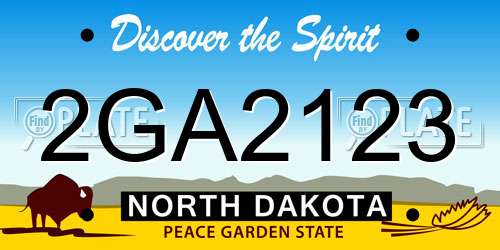 2GA2123 North Dakota License Plate