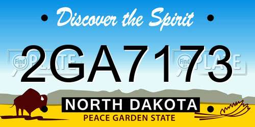 2GA7173 North Dakota License Plate