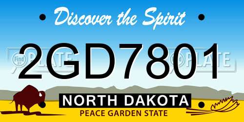 2GD7801 North Dakota License Plate