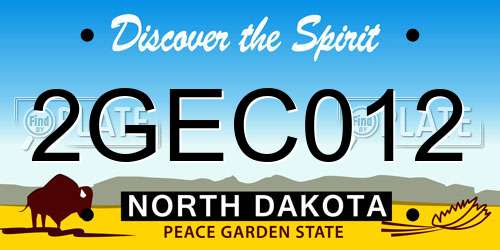 2GEC012 North Dakota License Plate