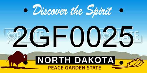 2GF0025 North Dakota License Plate