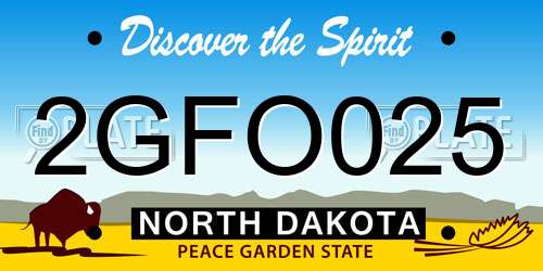 2GFO025 North Dakota License Plate
