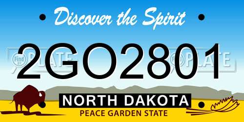 2GO2801 North Dakota License Plate