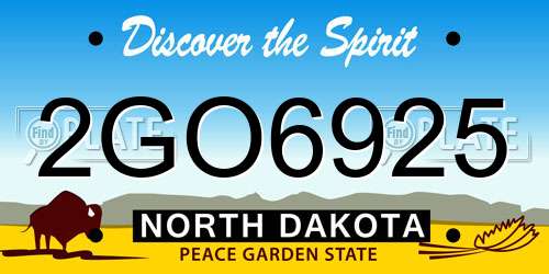 2GO6925 North Dakota License Plate