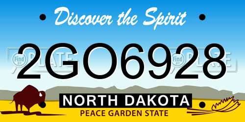 2GO6928 North Dakota License Plate